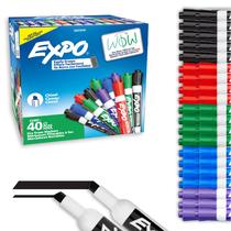 Marcadores apagáveis a seco EXPO, tinta de baixo odor, cores variadas, 40 quilates Marcadores apagáveis a seco EXPO, tinta de baixo odor, cores variadas, 40 quilates