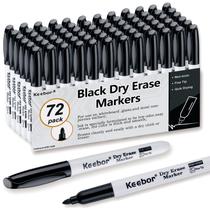 Marcadores apagáveis a seco Keebor Fine Tip Bold Black, pacote com 72 Marcadores apagáveis a seco Keebor Fine Tip Bold Black, pacote com 72