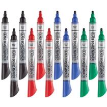 Marcadores apagáveis a seco, quarteto, placa de vidro Bullet Tip, pacote com 12