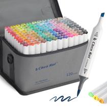 Marcadores Artísticos Chen Rui 120 Cores Ponta Pincel e Espátula Marcadores Artísticos Chen Rui 120 Cores Ponta Pincel e Espátula