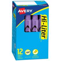 Marcadores AVERY de alto litro em estilo de mesa 12 roxos fluorescentes Marcadores AVERY de alto litro em estilo de mesa 12 roxos fluorescentes