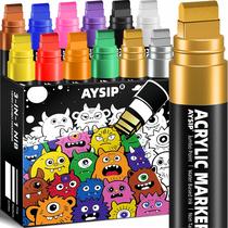 Marcadores AYSIP 12 Cores Jumbo Ponta Larga de 15mm Acrílica Marcadores AYSIP 12 Cores Jumbo Ponta Larga de 15mm Acrílica
