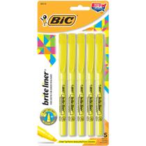 Marcadores BIC Brite Liner Chisel Point Yellow, pacote com 5 Marcadores BIC Brite Liner Chisel Point Yellow, pacote com 5