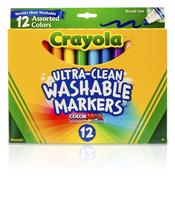 Marcadores Crayola Ultra Clean 12 Broad Line não tóxicos