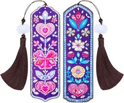 Marcadores de 2 peças DIY com contas de borla de diamante Marcadores de pintura com contas Marcador de borla de couro bonito com design de coração e flor para a formatura do dia dos namorados, material escolar de escritório doméstico Marcadores de 2 peças DIY com contas de borla de diamante Marcadores de pintura com contas Marcador de borla de couro bonito com design de coração e flor para a formatura do dia dos namorados, material escolar de escritório doméstico