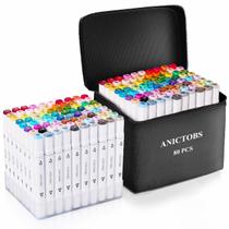 Marcadores de álcool ANICTOBS 80 cores com suporte básico