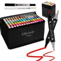 Marcadores de álcool Colpart 120 cores e canetas artísticas de ponta dupla