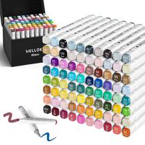 Marcadores de álcool WELLOKB 80 cores Dual Tip Blender Art Set