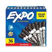Marcadores de apagamento a seco EXPO Chisel Tip Black, pacote com 36 Marcadores de apagamento a seco EXPO Chisel Tip Black, pacote com 36