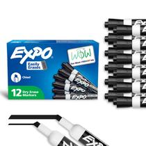 Marcadores de apagamento a seco EXPO Low Odor Black Chisel Tip x12 Marcadores de apagamento a seco EXPO Low Odor Black Chisel Tip x12