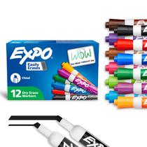 Marcadores de apagamento a seco EXPO Low Odor Chisel Tip 12 cores