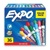 Marcadores de apagamento a seco EXPO Low-Odor Chisel Tip 36 sortidos Marcadores de apagamento a seco EXPO Low-Odor Chisel Tip 36 sortidos
