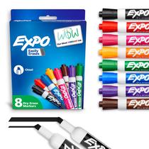 Marcadores de apagamento a seco EXPO Low Odor Chisel Tip 8 cores