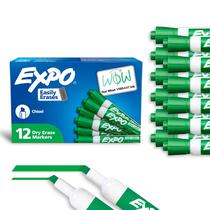 Marcadores de apagamento a seco EXPO Low Odor Chisel Tip Green 12 unidades Marcadores de apagamento a seco EXPO Low Odor Chisel Tip Green 12 unidades