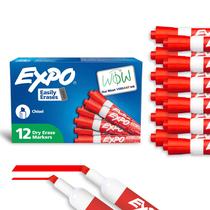 Marcadores de apagamento a seco EXPO Low Odor Chisel Tip Red 12 unidades Marcadores de apagamento a seco EXPO Low Odor Chisel Tip Red 12 unidades