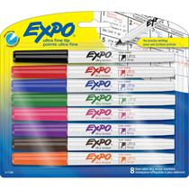 Marcadores de apagamento a seco EXPO, ponta ultrafina, baixo odor, 8 cores Marcadores de apagamento a seco EXPO, ponta ultrafina, baixo odor, 8 cores