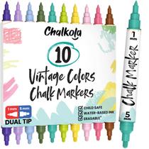 Marcadores de Giz Chalkola Dupla Ponta Líquidos 10 Cores Vintage