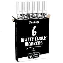 Marcadores de giz Chalkola White (pacote com 6, ponta reversível de 6 mm)