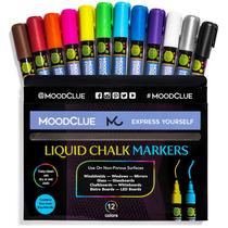 Marcadores de giz líquido MoodClue 12 Neon apagáveis para quadros brancos