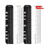 Marcadores De Página A5 Com Fecho De Pressão, Conjunto Com 4 Marcadores Duráveis De Plástico, Régua