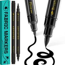 Marcadores de Tecido ARTISTRO 2 Pontas Pretos - Kit para Decorar Tecido - Permanente para Roupas - Canetas de Tinta Acrílica para Tênis, Bolsas, Sapatos, Têxtil, Tela, Costura, Artesanato, DIY - Pincel e Ponta Fina Marcadores de Tecido ARTISTRO 2 Pontas Pretos - Kit para Decorar Tecido - Permanente para Roupas - Canetas de Tinta Acrílica para Tênis, Bolsas, Sapatos, Têxtil, Tela, Costura, Artesanato, DIY - Pincel e Ponta Fina
