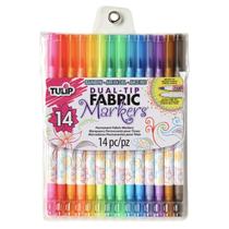 Marcadores de tecido Tulip Dual Tip, pacote com 14 para tecidos brancos Marcadores de tecido Tulip Dual Tip, pacote com 14 para tecidos brancos
