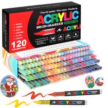 Marcadores de Tinta Acrílica Amamao - 120 Cores com Ponta de Pincel Macia Marcadores de Tinta Acrílica Amamao - 120 Cores com Ponta de Pincel Macia