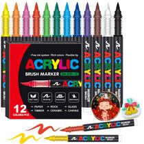 Marcadores de tinta acrílica Amamao Soft Brush Tip 12 cores Marcadores de tinta acrílica Amamao Soft Brush Tip 12 cores