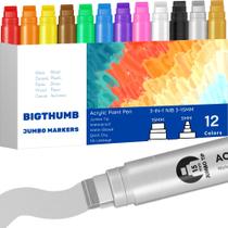 Marcadores de tinta acrílica BIGTHUMB Jumbo, ponta de 15 mm, conjunto de 12 cores