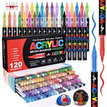 Marcadores de Tinta Acrílica colourmotor 120 Cores Ponta Pincel Marcadores de Tinta Acrílica colourmotor 120 Cores Ponta Pincel