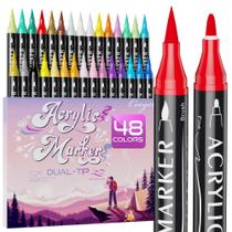 Marcadores de tinta acrílica Coogert 48 cores Dual Tip Marcadores de tinta acrílica Coogert 48 cores Dual Tip