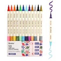 Marcadores de Tinta Acrílica Grabie 24 Cores Dupla Ponta 12 Unidades Marcadores de Tinta Acrílica Grabie 24 Cores Dupla Ponta 12 Unidades