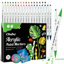 Marcadores de tinta acrílica Ohuhu 36 cores, ponta dupla, impermeáveis