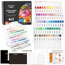 Marcadores de tinta acrílica Shuttle Art 60 cores para várias superfícies Marcadores de tinta acrílica Shuttle Art 60 cores para várias superfícies