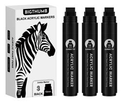 Marcadores de tinta BIGTHUMB 3 unidades pretos com ponta jumbo de 15 mm