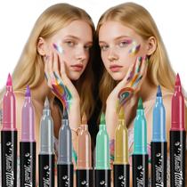 Marcadores faciais com glitter metálico de 10 cores para pintura corporal