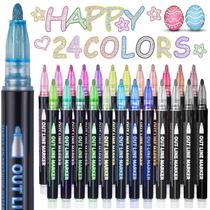 Marcadores Glitter Outline Yangmei 24 cores para crianças e adultos Marcadores Glitter Outline Yangmei 24 cores para crianças e adultos