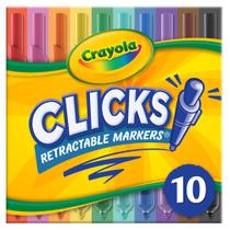 Marcadores laváveis de crayola com dicas retráteis, cliques, materiais escolares, marcadores de arte, 10 contagem