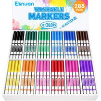 Marcadores laváveis Ellinjan, 288 unidades, conjunto a granel, 12 cores para crianças Marcadores laváveis Ellinjan, 288 unidades, conjunto a granel, 12 cores para crianças
