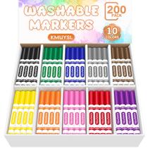 Marcadores laváveis KMUYSL 200 unidades a granel, 10 cores variadas Marcadores laváveis KMUYSL 200 unidades a granel, 10 cores variadas