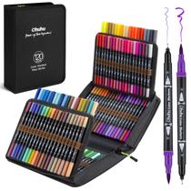 Marcadores Ohuhu para Libros de Colorear para Adultos: 120 Colores, Plumas de Pincel con Punta Doble, Punta Fina, Marcadores a Base de Agua para Caligrafía y Bullet Journal con Estuche de Transporte - Maui - Negro Marcadores Ohuhu para Libros de Colorear para Adultos: 120 Colores, Plumas de Pincel con Punta Doble, Punta Fina, Marcadores a Base de Agua para Caligrafía y Bullet Journal con Estuche de Transporte - Maui - Negro