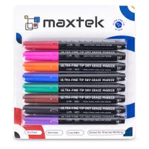 Marcadores para apagar a seco maxtek Ultra Fine Tip 8 cores e 8 unidades