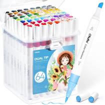 Marcadores para colorir Ohuhu 64 cores com pontas duplas à base de água