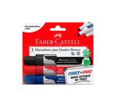 Marcadores para quadro branco - azul, preto e vermelho - Faber Castell