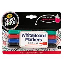 Marcadores para quadro branco Crayola Take Note, ponta fina, pacote com 4
