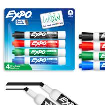 Marcadores para quadro branco EXPO de baixo odor com ponta chanfrada, 4 unidades Marcadores para quadro branco EXPO de baixo odor com ponta chanfrada, 4 unidades