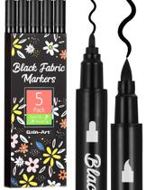 Marcadores para Tecido Gain-Art Preto de Ponta Dupla 5 Unidades
