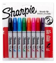 Marcadores Permanente Brush Tip com 8 Cores Sharpie 1810703