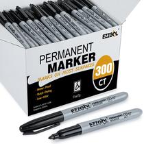Marcadores permanentes Ezzgol, pacote com 300 pontas finas, pretos, impermeáveis