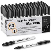 Marcadores permanentes Keebor Black Fine Tip, pacote com 60 Marcadores permanentes Keebor Black Fine Tip, pacote com 60